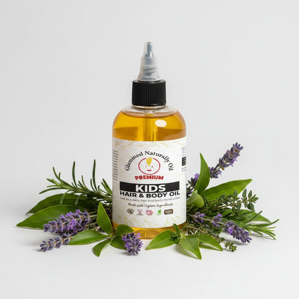 Kids Hair & Body Oil - GlammedNaturallyOil - organic kids hair growth oil for soft healthy hair and scalp”