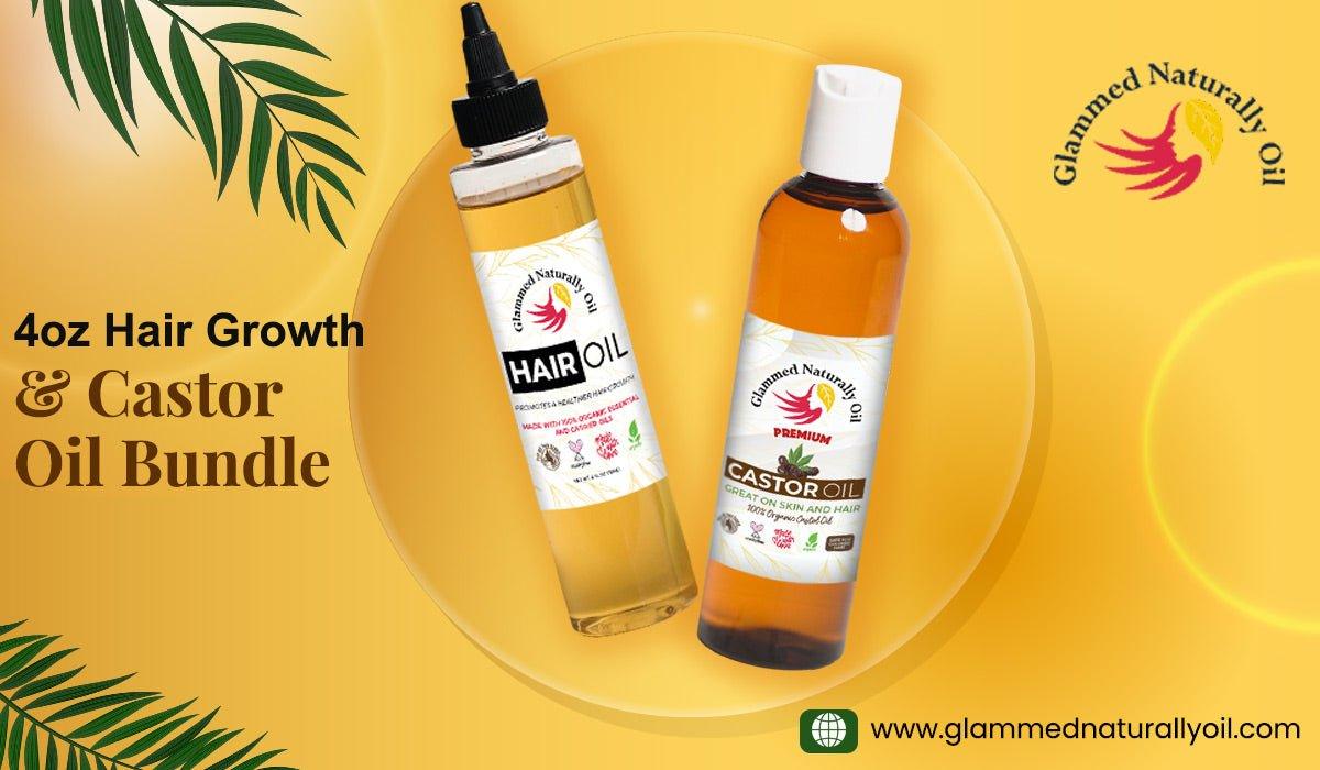 4oz Hair Growth & Castor Oil Bundle - The Organic Magic to Have a Beautiful Long Hair - GlammedNaturallyOil